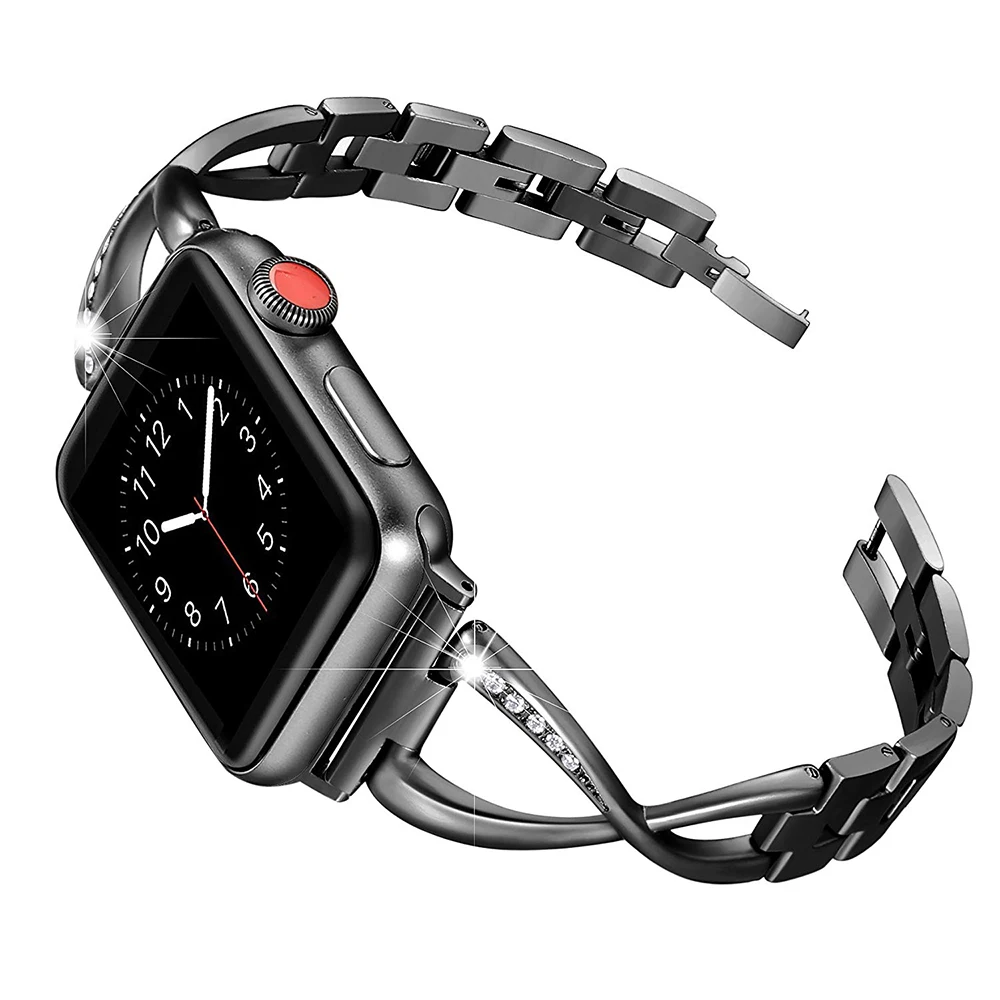 Ремешок металлический для Apple Watch Series 3/2/1 38 мм 40 сменный Браслет со стразами iwatch 4 5 6