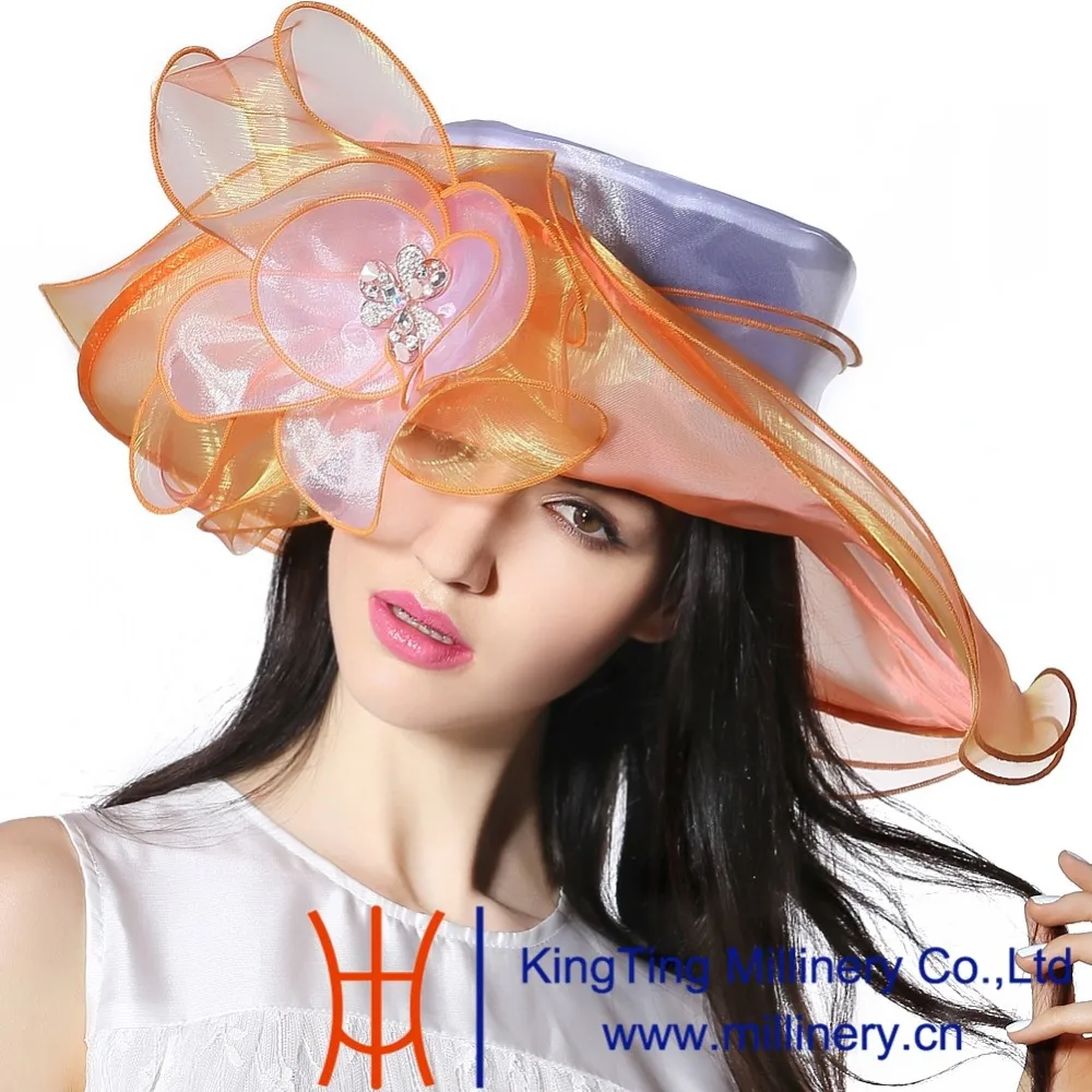 June'syoung 2015 новые летние модные органза hats100 % широкими полями Лето Защита от