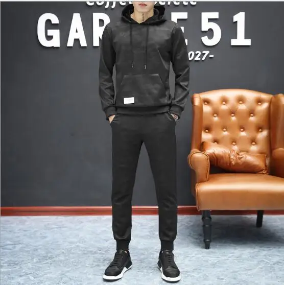 Мужская толстовка костюм 2019 новая осенняя модная повседневная с капюшоном и