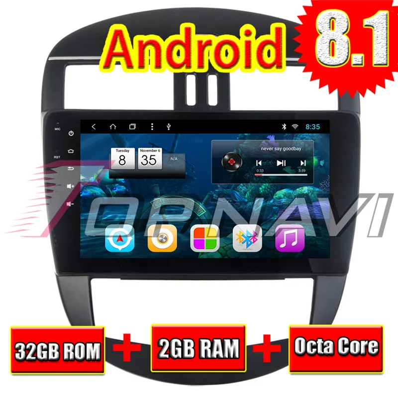 Автомобильный gps навигатор для Nissan Tiida H 2011 2012 2013 2014 2015 Android 8 1 10 ''Topnavi No DVD большой