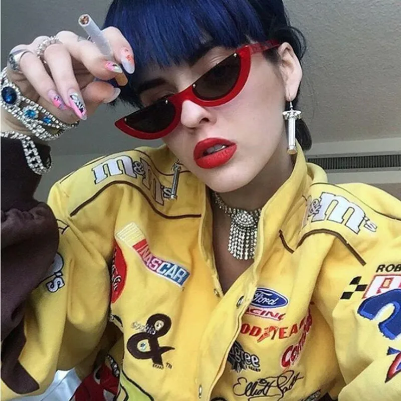 HBK Модные солнцезащитные очки кошачий глаз брендовые дизайнерские женские