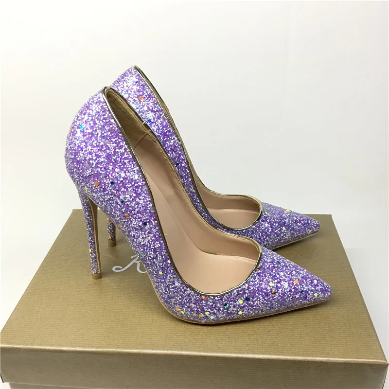 Buono Scarpe/женские блестящие туфли-лодочки на высоком каблуке; светящиеся светоотражающие туфли на высоком каблуке с острым носком; брендовые туфли на высоком каблуке 12 см;