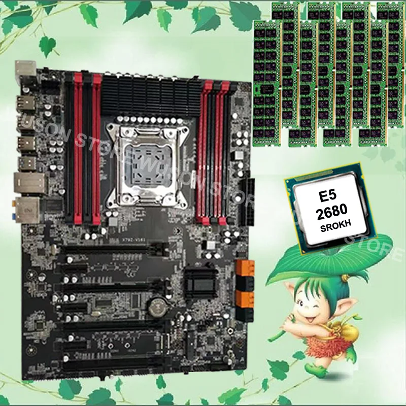 Игровой Компьютер бренд Runing Super ATX X79 материнская плата Процессор Intel Xeon E5 2680 C2 2,7 GHz ram 128G(8*16G) 1600MHz DDR3 RECC