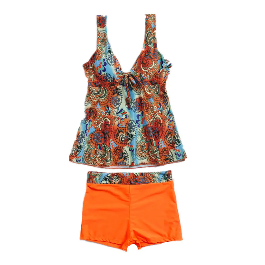 SAGACE двухсекционные костюмы большой размер купальники оранжевый купальник принт