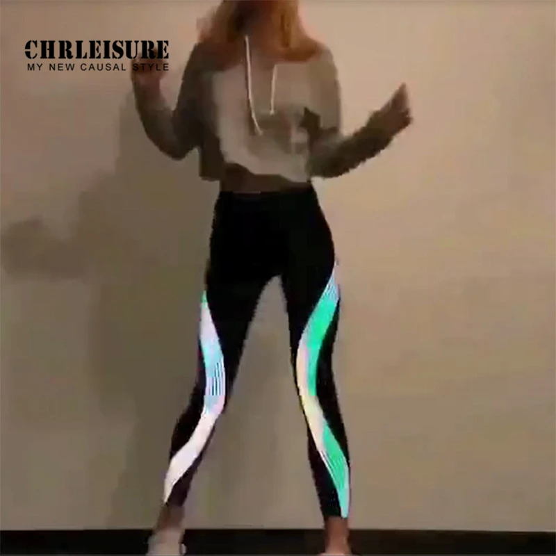 CHRLEISURE Light Stripe Womens Black Yoga Pants High Waisted Tights Tummy Control Elasticity Fitness Trousers Outdoor | Спорт и