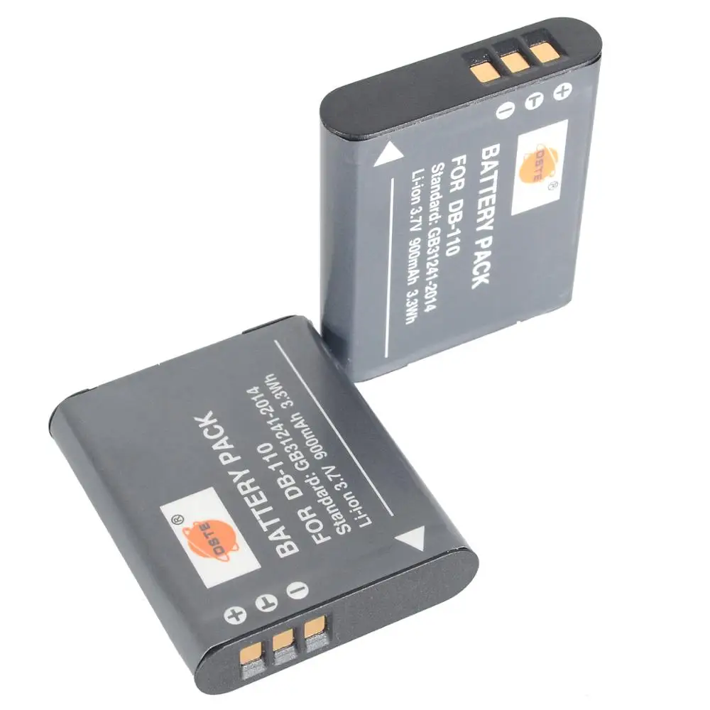 Аккумулятор DSTE 2x DB-110 для камеры Ricoh WG-6, Ricoh G900, Ricoh G900SE, Ricoh GR III