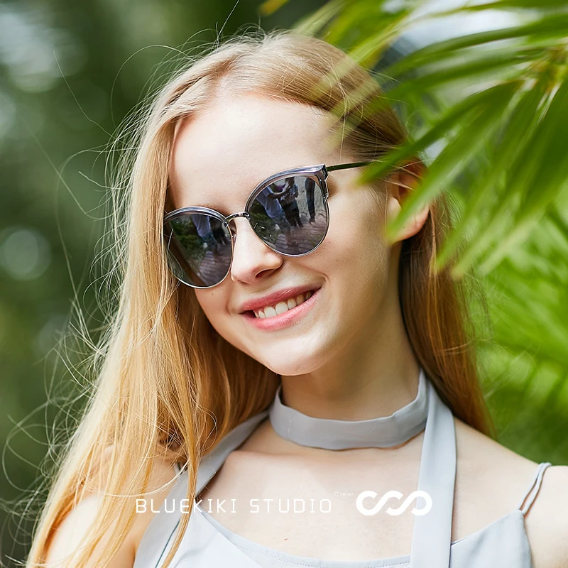 Женские винтажные солнцезащитные очки KIKI Cat Eye поляризационные черного цвета в