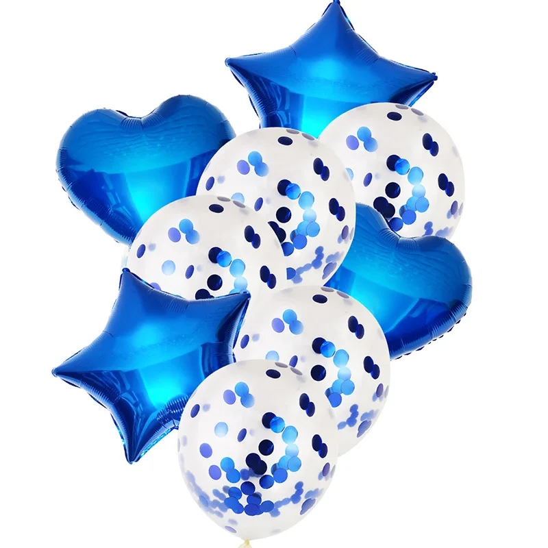 blue 10Pcs18/12 дюймовый смешанный фольга любовь пентаграмма воздушный шар "Конфетти" латексные украшения на день рождения воздушные шары Свадебные Babyshower вечерние принадлежности - Цвет: blue