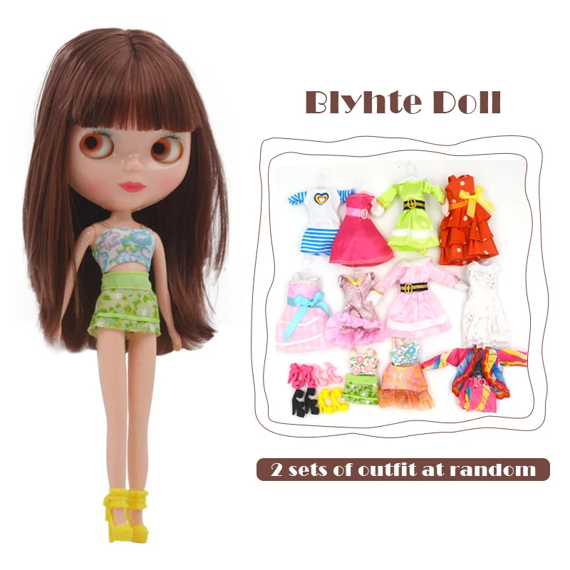 B7-Outfit Шарнирная кукла Blyth, Neo Blyth кукла, изготовленная на заказ, куклы с блестящим лицом, можно изменить макияж и платье, DIY, Reburn куклы, игрушки для детей, подарок - Цвет: B7-Outfit