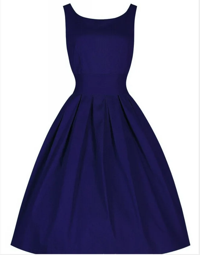 

24 Colors Customize Womens 1950s Vintage Retro Capshoulder Satin Party Swing Dress