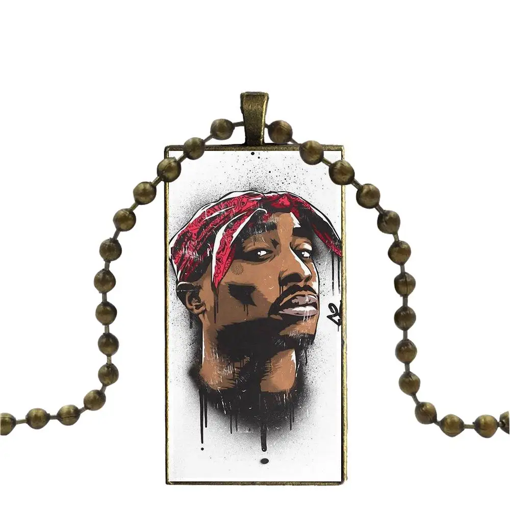 2pac All Eyez On Me Дизайн Модные Винтажные стеклянные женские прямоугольные ожерелья