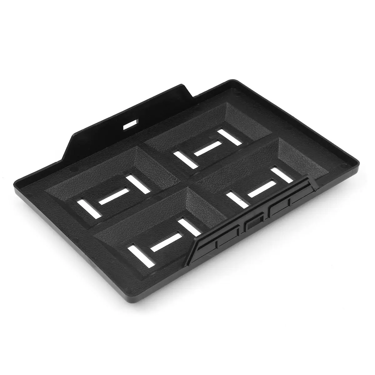 Universal Car Battery Tray Adjustable Hold Down Clamp Bracket Cycle 19 x 28cm Recessed Slots Metal Black Automotive/Marine Use