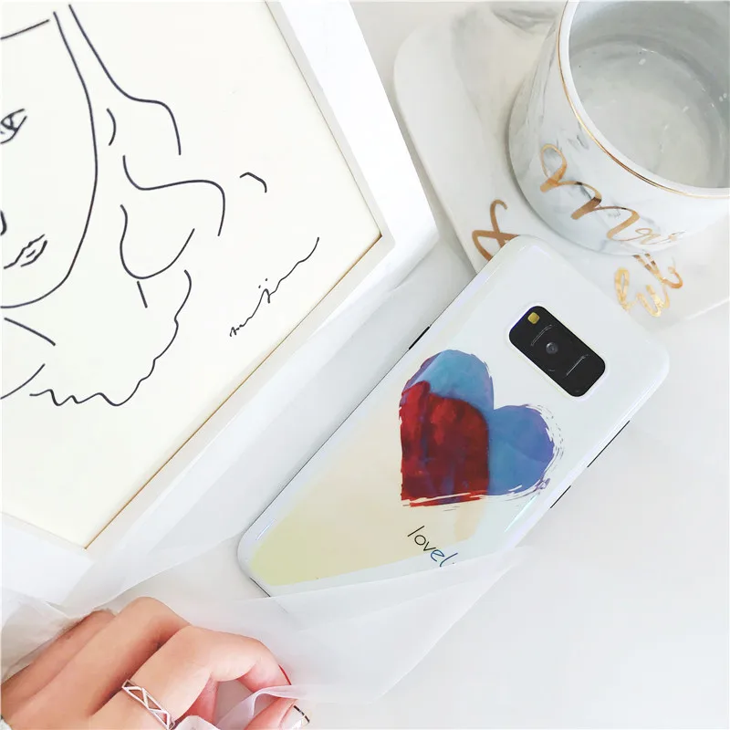 YHBBCASES Fashion Cute Red Love Phone Cases For Samsung Galaxy S10Plus S8 S9 Plus Note 8 9 Blu-ray Cartoon Heart Soft | Мобильные