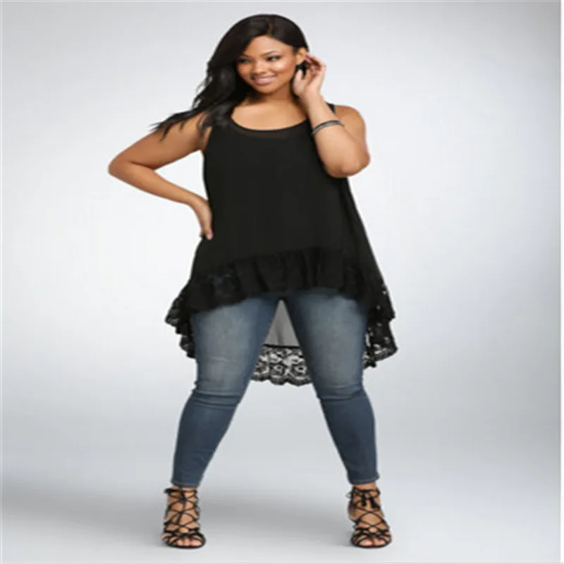Женская одежда 2017 женские летние топы блузки большого размера без рукавов черные