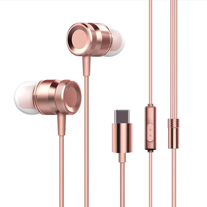 Usb C Проводные металлические наушники в линии управления гарнитура для Xiaomi 6 Note 3 Mix