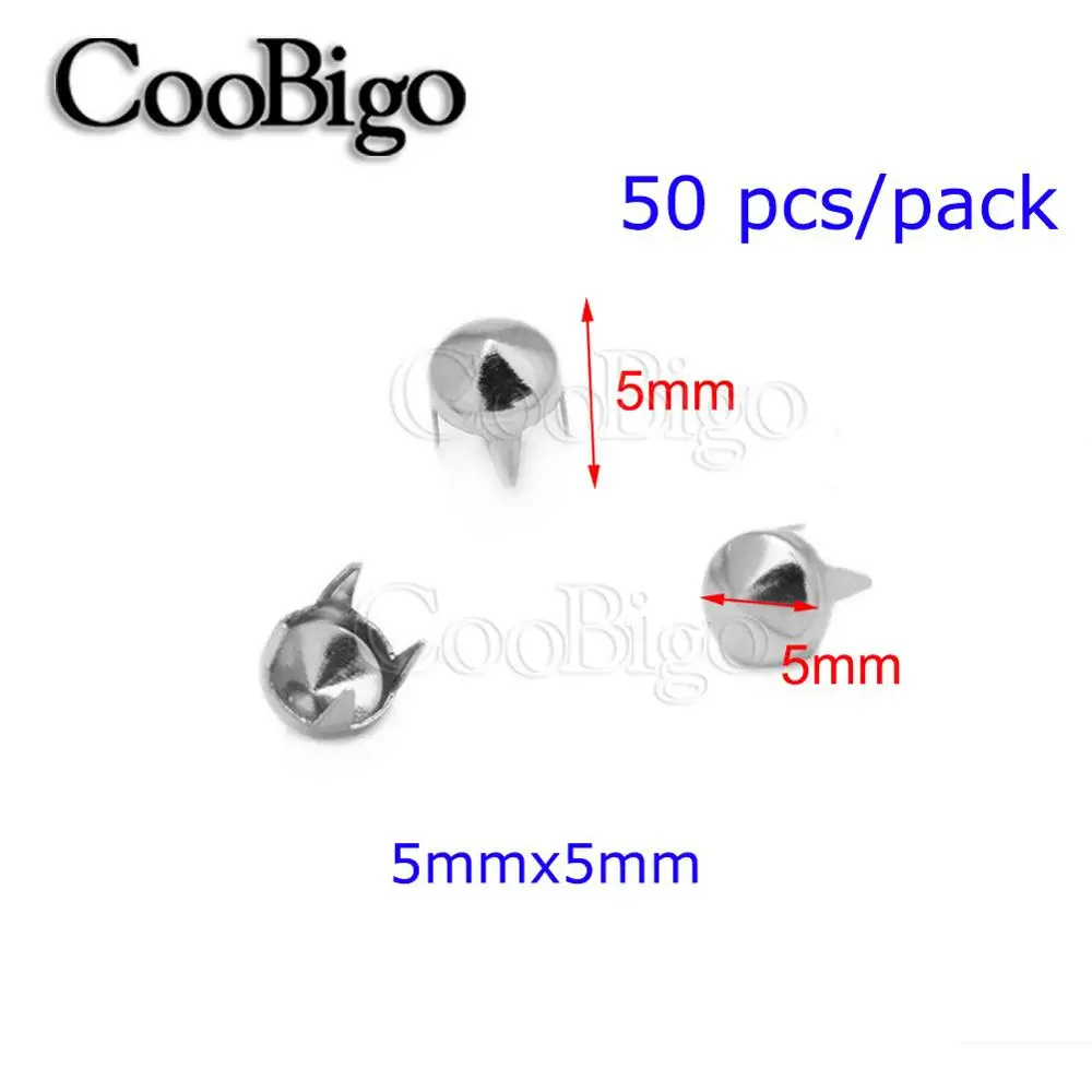 5x5mm Silver50pcs Mult размеры никель конус заклепки шипы шпильки для панк Рок одежды сумки ремни обувь Кожа ремесло одежда DIY Швейные аксессуары - Цвет: 5x5mm Silver50pcs