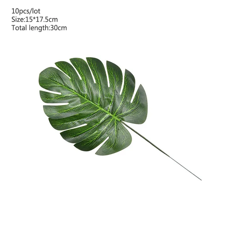 Искусственные растения Monstera пластиковые тропические листья пальмы для свадьбы дома и сада украшения фотографии декоративные листья - Цвет: 10pcs 15x17.5cm