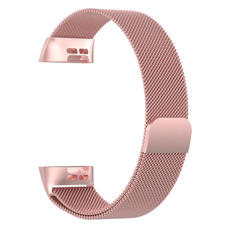 Rose Pink Металлический браслет из нержавеющей стали Миланская Магнитная Петля ремешок для FitBit Charge 3 Смарт-часы ремешок умные аксессуары - Цвет: Rose Pink