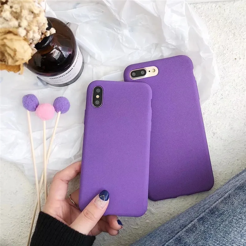 Роскошный силиконовый чехол из фиолетового волокна для iPhone 7, 7 plus, 6, 6 S Plus, 8, 8 plus, для iPhone X, простой цвет, мягкая задняя крышка из ТПУ