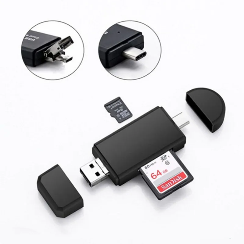 100 шт./лот Тип Закрытая акционерная Компания C & micro USB и 3 в 1 OTG кард ридер