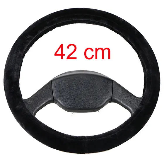 Black 42cm 42 см 45 см 47 см 50 см чехол на руль/мягкая теплая плюшевая зимняя Оплетка на руль подходит для грузовика, вагона, тяжелых грузовиков - Название цвета: Black 42cm