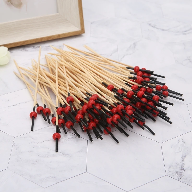 100 шт./пакет бусины бамбуковые палочки для коктейля Еда одноразовые зубочистки
