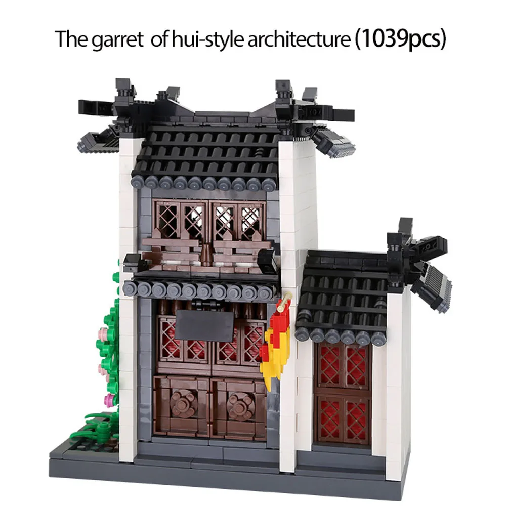 

WANGE DIY Construction Building Blocks Chinese Hui-Style Architecture 4Styles Assemble Bricks Kids Educational Toys