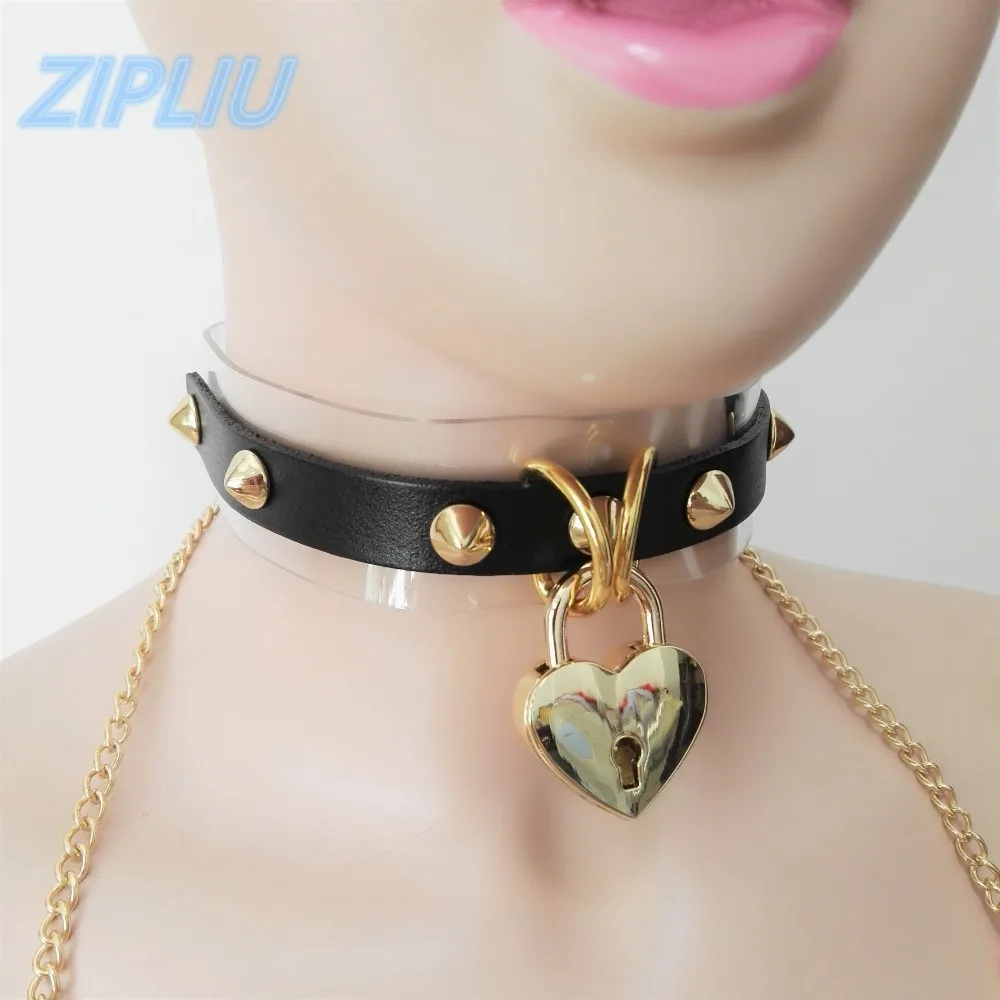 Модный кожаный чокер в стиле Харадзюку ручной работы с заклепками форме сердца