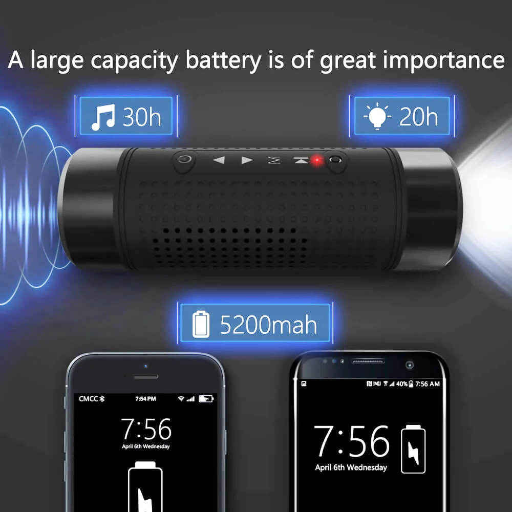 5 режимов велосипедный фонарь с беспроводным Bluetooth динамиком Водонепроницаемая