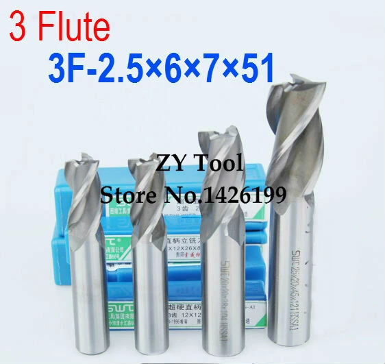 Free Shipping 5 pcs/set 2.5MM 3 Flute HSS & Aluminium End Mill Cutter CNC Bit Milling Machinery tools Cutting tools.Lathe Tool |