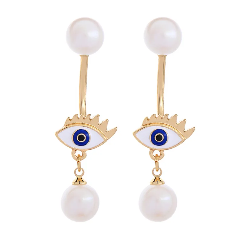 LUNA CHIAO Бижутерия Bijoux Золотое покрытие Эмалированные серьги-капля со звездой Злой глаз Жемчуг для женщин Серьги в форме губ и луны Подарок.