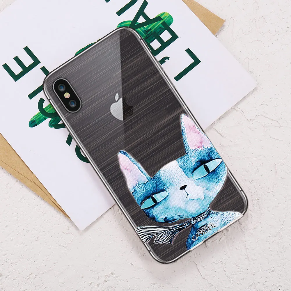 Caseier милый кот Чехол для iPhone X 3D мягкий рельеф ТПУ чехлы 7 5s 6 6s 8 Plus милые кошки Fundas