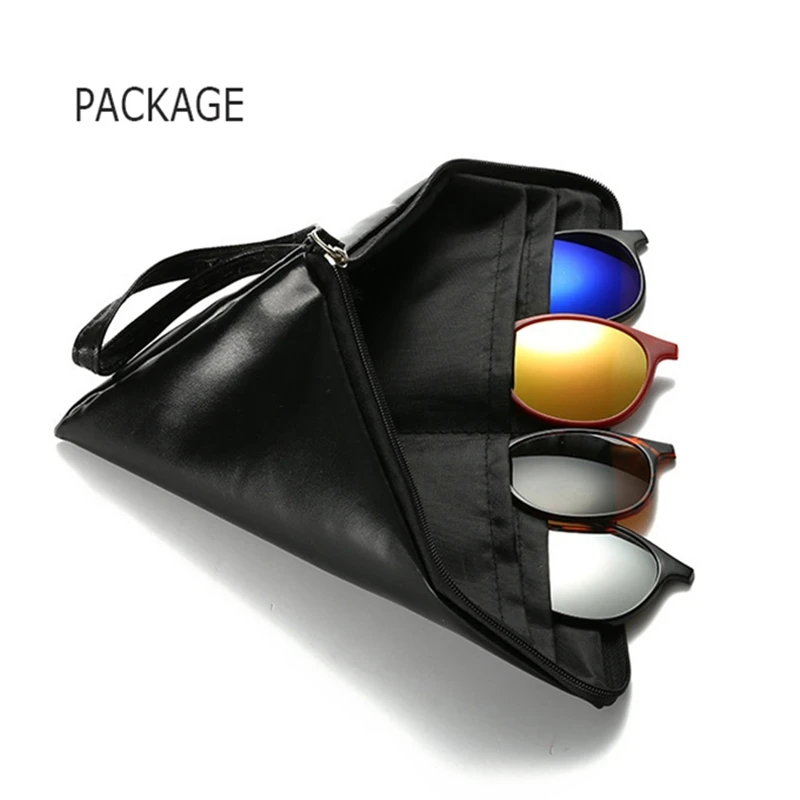 QIFENG Optical Spectacle Frame Men Women TR90 With 5 Clip On Sunglasses Polarized Magnetic Myopia Glasses Eyeglasses Frame QF125