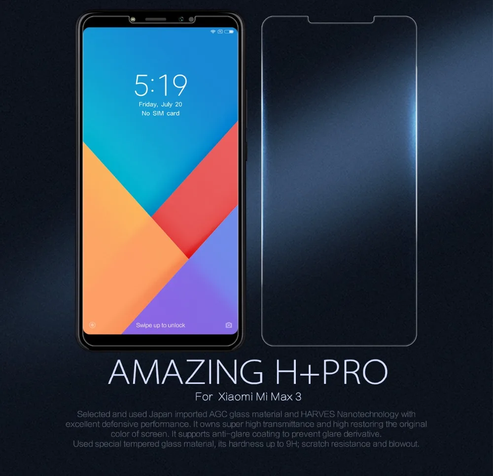 Закаленное стекло Nillkin Amazing H/H + PRO для Xiaomi Mi Max 3|Защитные стёкла и плёнки телефонов|