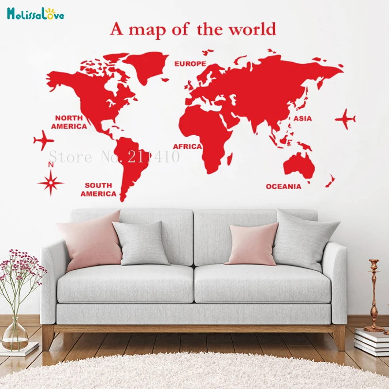 Настенная Наклейка с картой мира украшение для дома гостиной самоклеящаяся