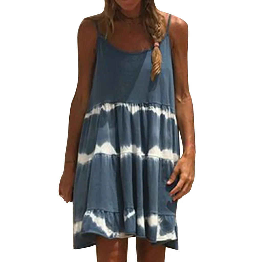 Women Dress Summer Casual Clothes Ladies Camisole O Neck Chiffon Daily Boho Sexy Mini Dresses New Fashion Party 2019 | Женская одежда
