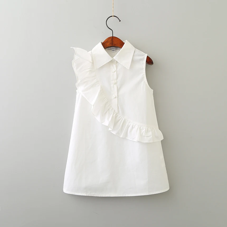 Hot Baby Girls Summer Solid Ruffles Blouse Dresses Princess Children Kids Fashion Pink White Elegant Clothes | Детская одежда и