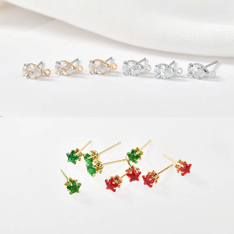 

Женские медные серьги-гвоздики ручной работы с цирконием геометрической формы, ювелирные подвески, аксессуары «сделай сам»