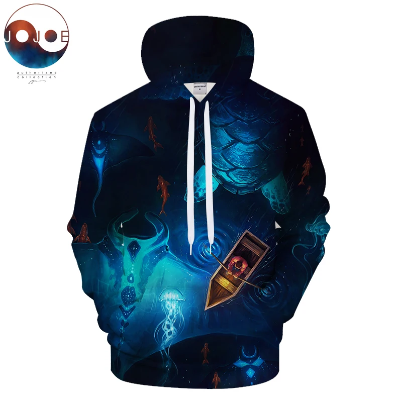 

Толстовка с капюшоном Night Fish от JojoesArt 3D, Мужская толстовка унисекс, повседневные спортивные костюмы, брендовая уличная одежда, свитшот с медв...