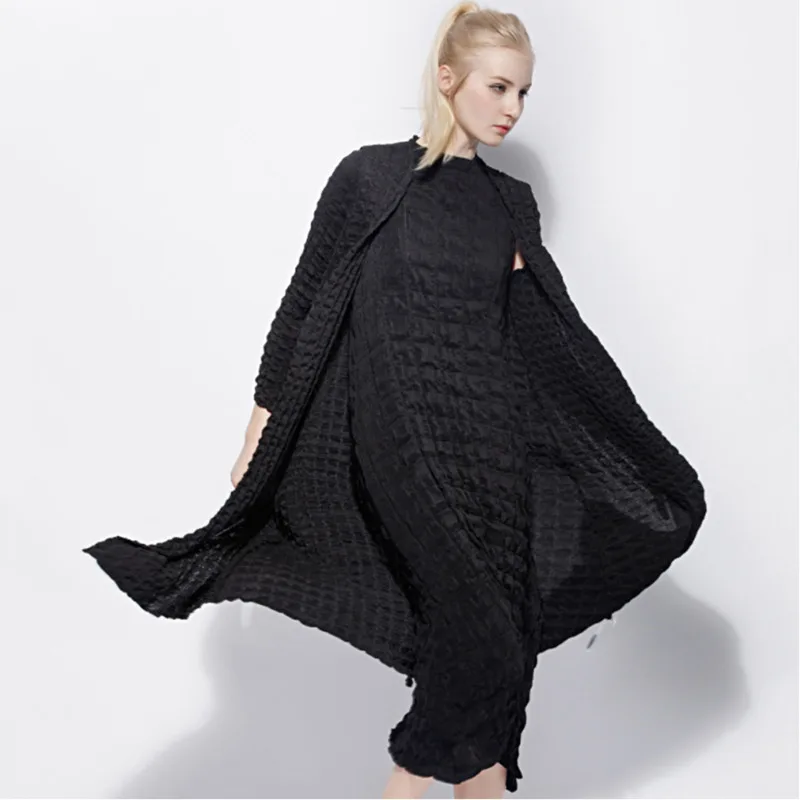 LANMREM 2019 женский демисезонный выше колена плиссированный набор с коротким рукавом