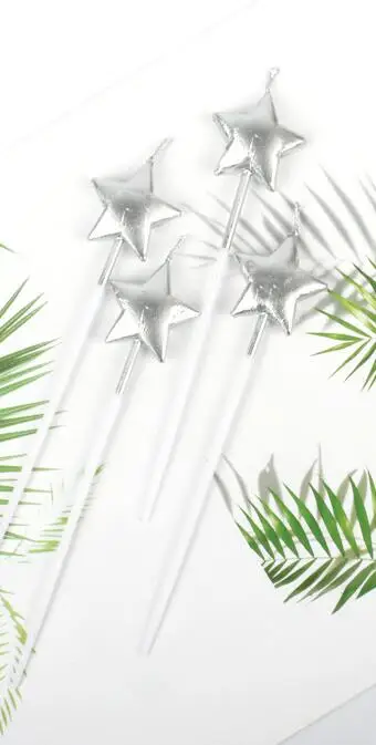 silver star 4 шт./компл. звезды сердца 4 цвета свечи День рождения Baby Shower детский праздничный костюм свечи для торта вечерние форма для выпечки тортов DIY украшения - Цвет: silver star