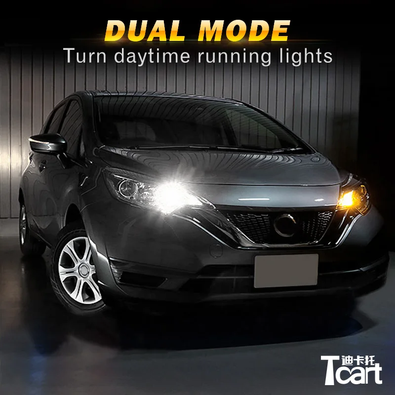 Tcart автомобиля светодиодный DRL Габаритные огни белый + желтый PY21W 1156 Поворотная