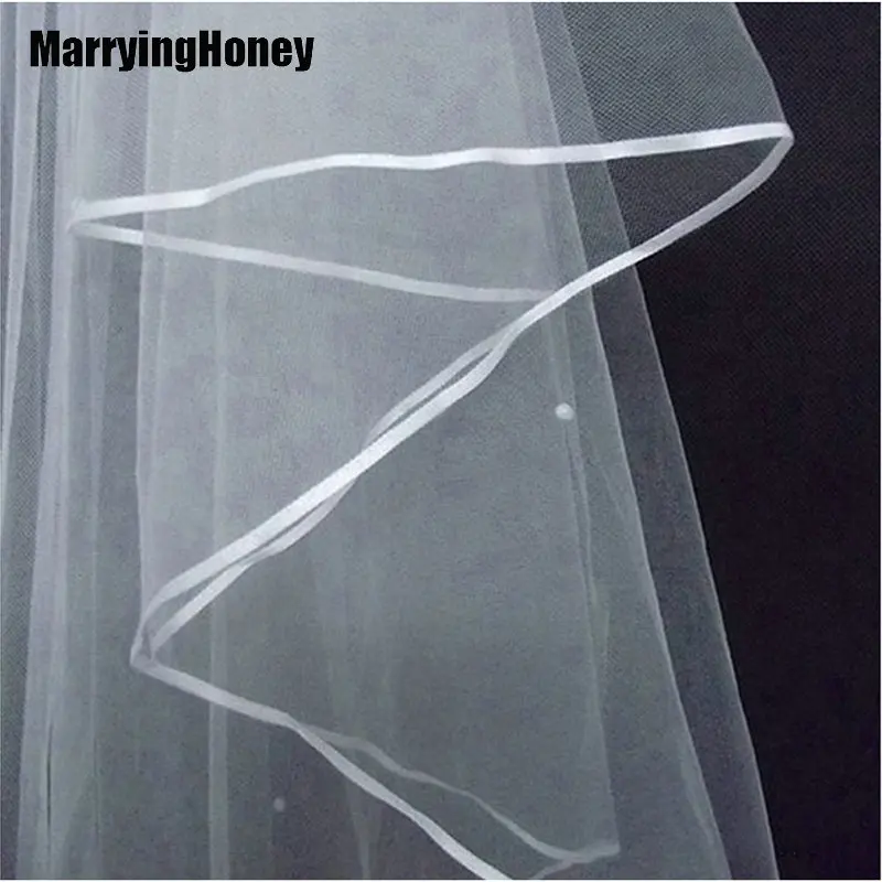 Свадебная вуаль с кромкой из ленты цвета слоновой кости белый 2 T длинная для