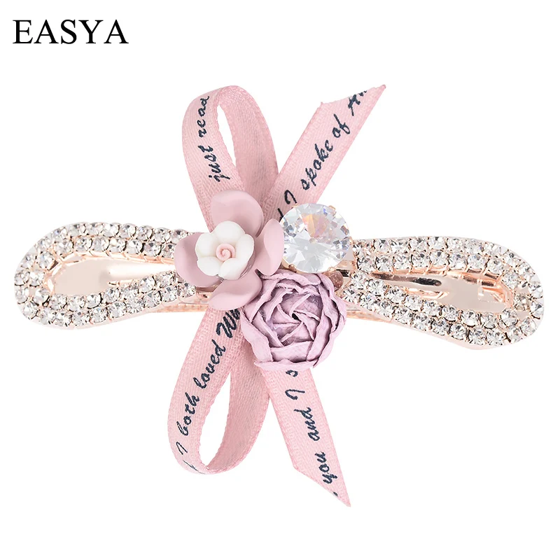 EASYA элегантная заколки-пряжки для волос с бантом и цветами ювелирные изделия