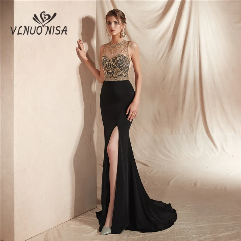 2019 новое длинное вечернее платье Advanced Customization открытая вилка Бисероплетение