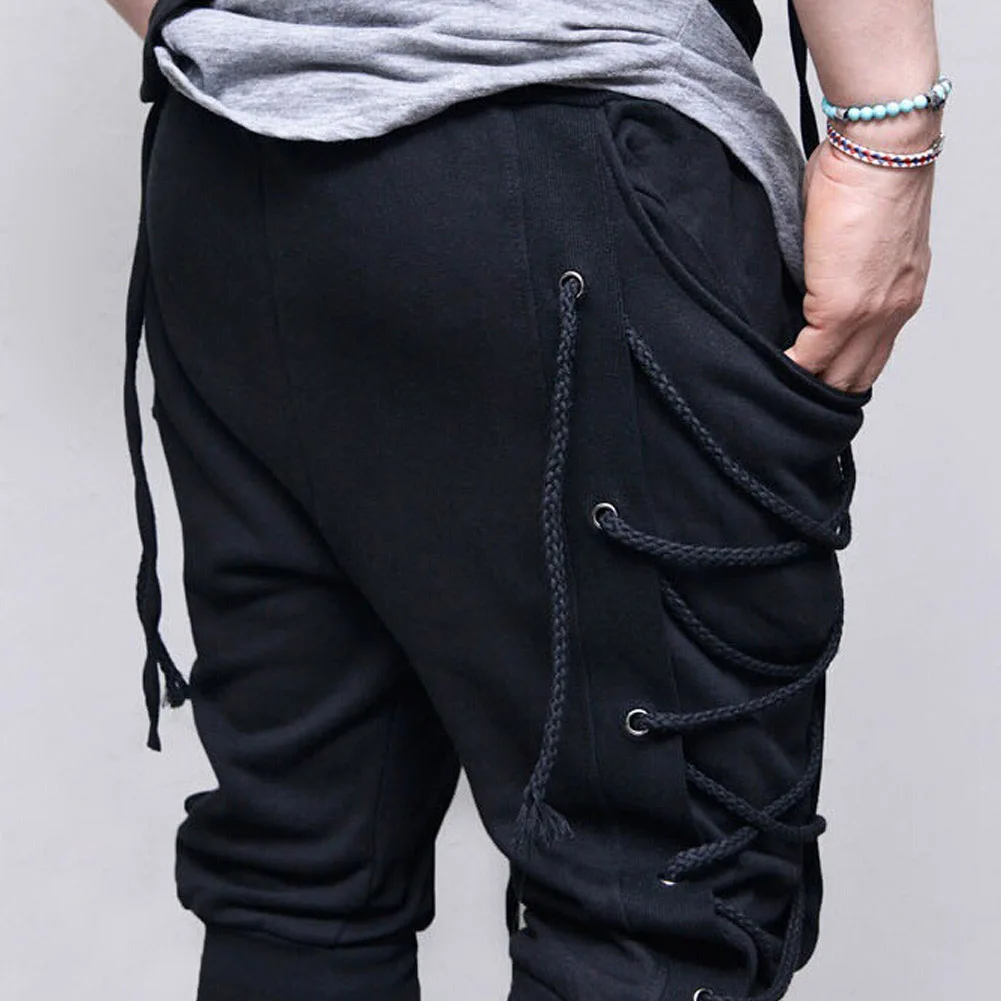 Мужские брюки длинные Green 3Xl хип хоп шаровары повязки Черный Slim Fit Брюки