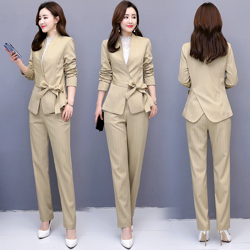 Женский комплект из двух предметов модный костюм в полоску с длинным рукавом топ