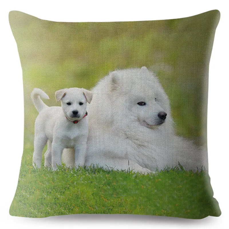 В стиле милых собачек белый самоед печати декоративная наволочка для подушки 45*45