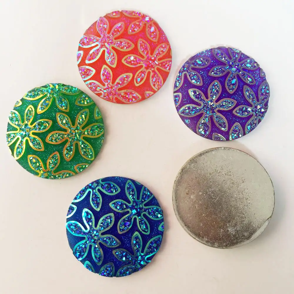 New 4PCS Mix 30mm AB Resin round flower Flat back Rhinestone scrapbook Children ornaments diy wedding crafts PF240 | Украшения и