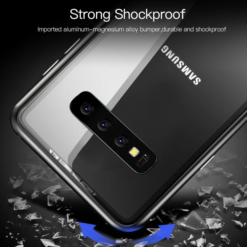 2019 для Galaxy S10 5G магнитный металлический бампер Samsung Note10 pro 4G с закаленным стеклом |